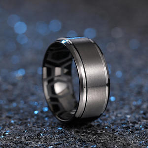 Anillo de boda de tungsteno DJ087 para hombre, diseño geométrico moderno, acabado liso, 8 mm de ancho, joyería de moda - Product Image 1