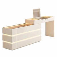 Coiffeuse moderne extensible avec éclairage LED, table de maquillage et commode à tiroirs, mobilier de chambre