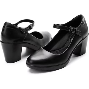 Ladies <strong>Heels</strong> Customized Comfortable Women Arch Support <strong>Closed</strong> <strong>Toe</strong> <strong>Chunky</strong> Block <strong>Heel</strong> Mary Jane Office Shoes Breathable Pumps - Product Image 3