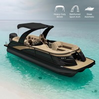 Bateau ponton de luxe en aluminium polyvalent Kinlife 2027 avec moteur pour les croisières en famille, les loisirs aquatiques et les activités de groupe