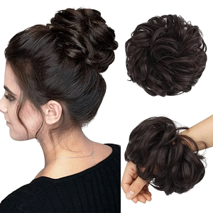 Gran moño desordenado pieza de pelo ondulado rizado Scrunchies moño sintético Cola de Caballo extensiones de cabello grueso Updo postizos para mujeres - Product Image 4