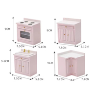 Mini-meubles de cuisine 1:12 pour maison de poupée : ensemble combiné table de cuisson, évier et comptoir avec couvercle pour jeux d'imitation culinaire