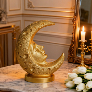 Sculpture d'art <span class=keywords><strong>Luna</strong></span> Face, décoration moderne pour la maison, figurine de <span class=keywords><strong>visage</strong></span> de lune croissante, accessoires de décoration intérieure - Product Image 3
