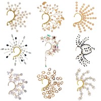 Accessoires d'oreille elfe de style européen Style de vacances sans trou d'oreille Boucles d'oreilles de mariée Forêt Fleur Feuille Alliage Crochet d'oreille