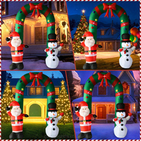 Decoración Navideña Grande para Exteriores, Arco Inflable de Santa Claus y Muñeco de Nieve de 9 Pies, con Luces LED Integradas, Resistente al Agua, Ecológico, para Fiestas