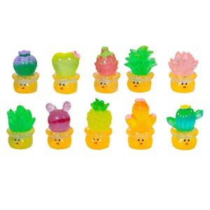 Mini-plantes en résine de dessin animé, cactus et fruits qui brillent dans le noir, ornements de bureau créatifs faits à la main, décoration d'intérieur - Product Image 1