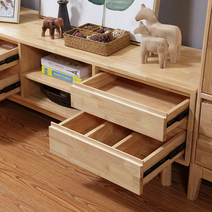 Meuble TV en bois massif de style nordique, meuble de salon minimaliste en bois d'hévéa, console TV de 1,5 à 1,8 mètre - Product Image 2