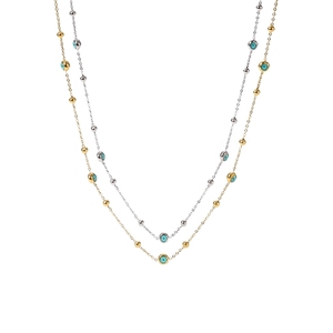 Collana Girocollo Bohemia Designs in Acciaio Inossidabile Placcato Oro con Perline Occhio Blu e Catena a Maglie per Donne - Product Image 2