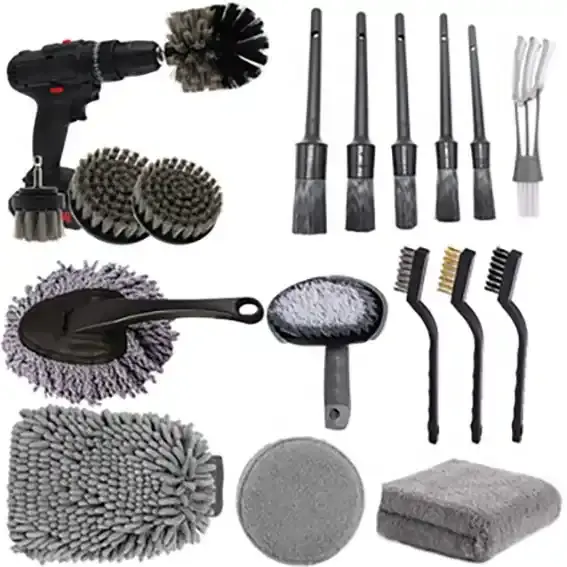 18 pièces ensemble de brosses de détail pour voiture ensemble de détails intérieurs de voiture avec brosses propres pour perceuse automatique