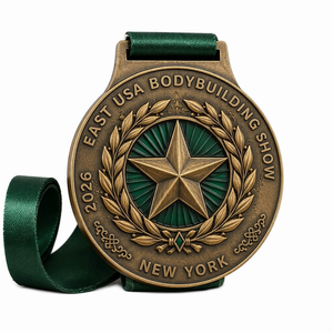 Médaille de finisseur de triathlon personnalisée en émail, médaille en cuivre teinté, médaille de cyclisme, médaille de musculation avec ruban - Product Image 1