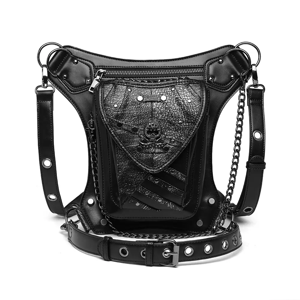 New Chain Bag Steampunk Skull Shoulder Messenger Bag Coin Purse Medieval Leather Steampunk Purses