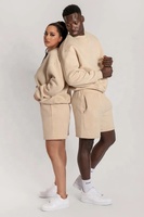 Fabricant de vêtements OEM 2026 – Ensemble de survêtement unisexe à col rond brodé avec logo personnalisé, vente en gros, deux pièces (sweat-shirt et short)