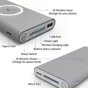 2024 New 10000mah Wireless Portable Power Bank Mobile Phone Charger Power Bank for Phone 8 8plus X 8p - Product Image 5