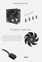Ventilateur de refroidissement CPU 80 mm à haut débit d'air 8000 tr/min Speedy |   Ventilateur à roulement fluide à contrôle de vitesse PWM |   Boîtier d'ordinateur professionnel en plastique