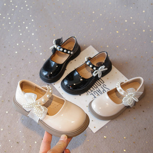2026 New Fashion Girls Princess Shoes Pearl Leather Shoes 2025 Spring <b>Kids</b> Dress Shoes - Product Image 2