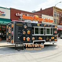 YUMMY Remorque alimentaire mobile personnalisée en acier inoxydable, cuisine complète pour crème glacée, chips, maïs, hot-dogs, utilisation extérieure, résistante à la rouille