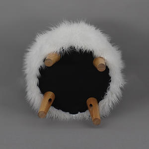 Özelleştirilmiş modern taklit kürk fantezi osmanlı puf ahşap bacaklar rahat oturma odası - Product Image 4