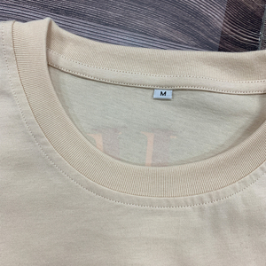 Camiseta de alta calidad para hombre, estampado flocado personalizado, Algodón puro, grueso, holgado, ajuste, anti-pilling, T básica, cuello acanalado elástico, T básica - Product Image 5