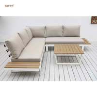 Ensemble de canapés d'extérieur en aluminium en forme de L, style nordique minimaliste moderne BHR, pour cour et villa, couleur personnalisable