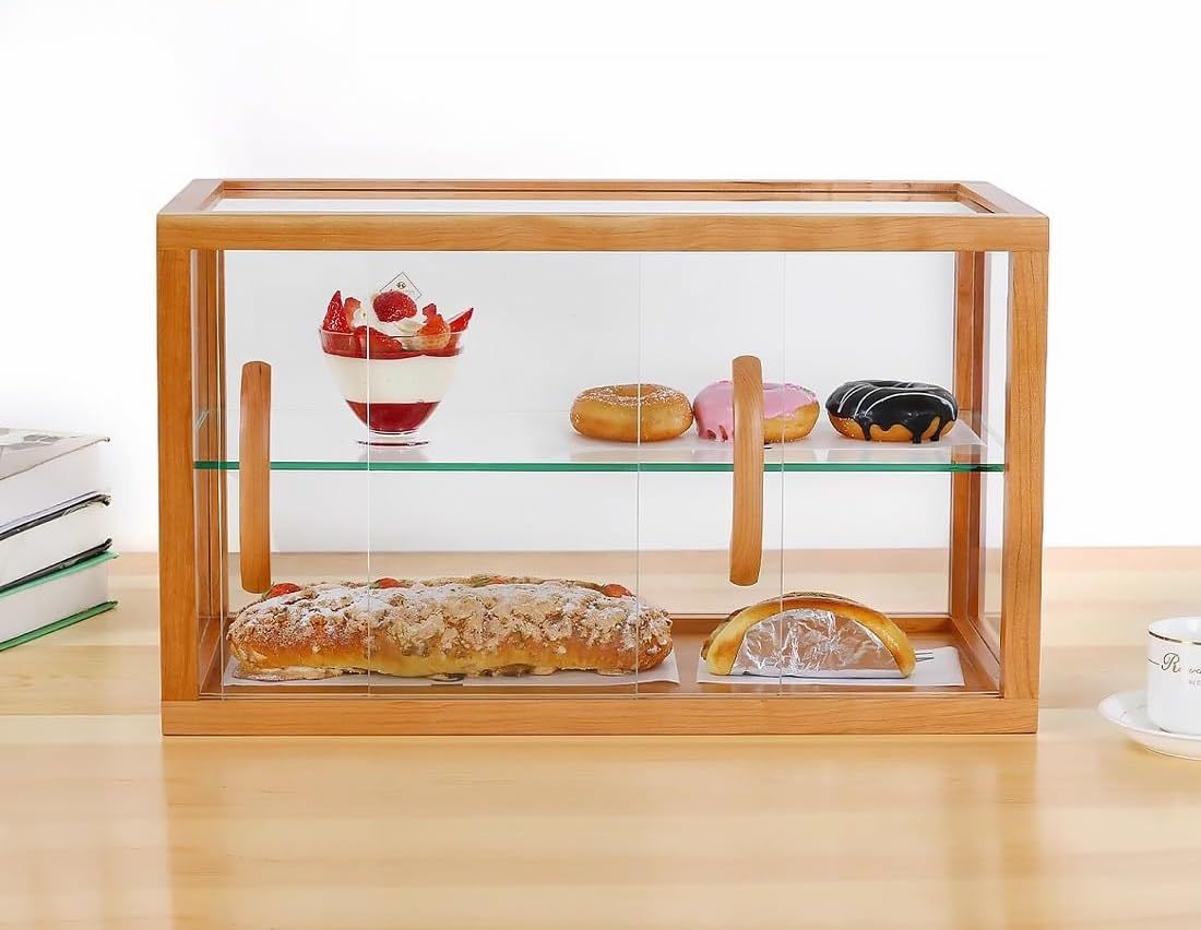 Holz-Gebäckvitrine Zweistöckig Kommerzielle Theken-Kuchenvitrine Glasvitrine Küchenlagerung Vintage Tragbares Design| Alibaba.com
