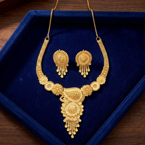 Juego de Joyería de Diseño Tradicional Chapado en Oro de 14K, 18K, 24K al por Mayor, Conjunto de Collares Cortos de Latón, Joyería de Moda, Oro Joyería - Product Image 3