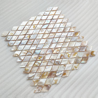 Mosaïque de coquillages en nacre blanche naturelle en forme de losange, carreaux de coquillages pour la décoration intérieure, murale