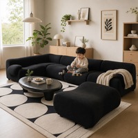 Ensemble de canapé modulaire sectionnel sous vide, revêtement en tissu chenille, mousse sans armature, canapé nuage compressé pour salon