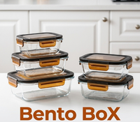 Boîte à lunch en verre borosilicate de 1040 ml avec couvercle pour les employés de bureau, compatible micro-ondes et lave-vaisselle, récipient de stockage alimentaire réutilisable
