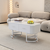 Nordique Moderne Simple Lumière De Luxe Table Basse Ins Célébrité Roulant Table D'appoint pour Petit Appartement Panneau De Verre Économique