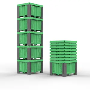 Caixa de plástico dobrável empilhável para armazenamento em armazém a granel resistente caixa de paletes dobrável