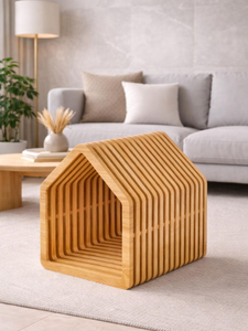 บ้านสัตว์เลี้ยงไม้จริงทันสมัย ไม่มีที่นอน ประกอบง่าย สำหรับแมว - Product Image 4
