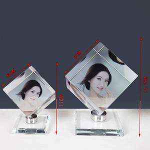 DT-R259 K9 foto cubetti di cristallo con base rotante personalizzato 3D cristallo foto taglio angolo cubo cornice personalizzato regalo - Product Image 5