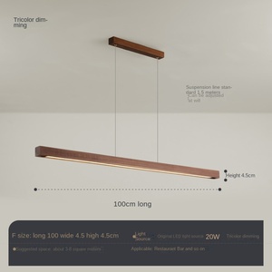 Lustre LED en bois massif de noyer nordique lampe longue moderne pour bureau d'étude de Table à thé de Restaurant hauteur réglable pour Rectangle - Product Image 6