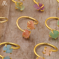 Double bague en cristal brut, bijoux délicats, améthyste, Citrine, aigue-marine, Fluorite, bagues Boho