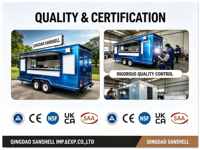 Remorques de restauration rapide électriques certifiées DOT SANSHELL RS450 2026, camions de cuisine mobiles, refroidisseur de snacks et bonbons en acier galvanisé