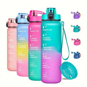 32oz Motivational <b>Bottle</b> Removable Strainer Reusable Leak-proof BPA Free Sports Jug Applicable for Adults Eco-Friendly Outdoor - Product Image 2