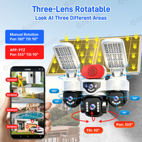 Caméra de surveillance extérieure solaire 4G / WiFi avec enregistrement vidéo 24h/24 et 7j/7, 20MP, quatre écrans, carte SIM 4G, suivi humanoïde par IA