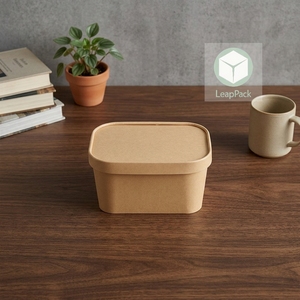 Boîte à lunch en papier kraft jetable personnalisée, emballage rectangulaire multifonctionnel pour les collations, les salades, les sandwichs et autres délices - Product Image 1