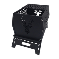 Brasero portable en acier au carbone avec motif cerf découpé pour le camping en extérieur et au jardin