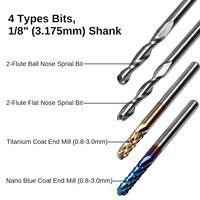 Brocas de enrutador CNC, juego de brocas de corte CNC, vástago de 1/8"