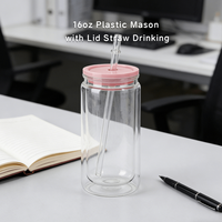 Gobelet Tumbler Boule de Neige 16oz en Acrylique Écologique Couleur Gelée avec Paille en Plastique, Compatible Lave-Vaisselle et Eau Bouillante - Meilleures Ventes