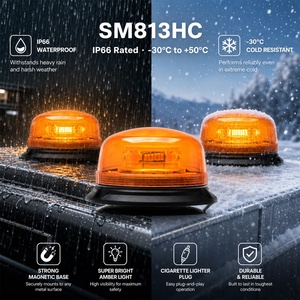 Balise clignotante magnétique pour toit, <span class=keywords><strong>gyrophare</strong></span> magnétique, lumière clignotante pour voiture, Rundumleuchte magnétique, clignotant ambre, IP66, 12-24V, garantie 3 ans - Product Image 2