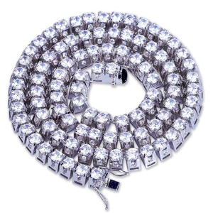 Hiphop or échelle Trapèze diamant cz chaîne de tennis pour hommes collier - Product Image 4