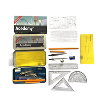 Fournitures scolaires de taille standard 12 pièces ensemble de boussole ensemble mathématique boîte en métal ensemble de mathématiques géométrie