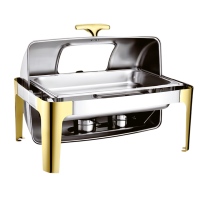 Ensemble de réchauds de luxe à couvercle roulant, chauffe-plats commerciaux en acier inoxydable pour buffet avec supports à combustible, équipement de restauration