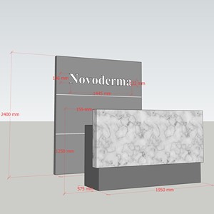 Mostrador de Recepción Moderno, Pequeño, Verde, con Logotipo Gris Grande, <span class=keywords><strong>Fotos</strong></span> de Tienda Blancas, Económico y Elegante para Gimnasio - Product Image 4