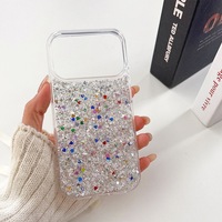 Coque de téléphone en TPU époxy avec paillettes et sequins pour iPhone 17 Pro Max, style coréen, tendance, antichoc, design simple, compatible avec iPhone 16 Plus, 15, 14