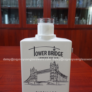 Botella vacía de ginebra pintada de blanco, ginebra <span class=keywords><strong>London</strong></span> Dry al por mayor - Product Image 2
