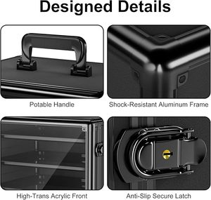 Vitrine miniature pour objets de collection, support de figurines et boîte de transport, boîte de rangement miniature en <span class=keywords><strong>aluminium</strong></span> avec 5 plateaux métalliques - Product Image 3