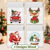Sacs autocollants transparents en OPP imprimés pour Noël, pochettes auto-adhésives en plastique transparent pour fêtes, cadeaux, friandises, biscuits et bonbons
